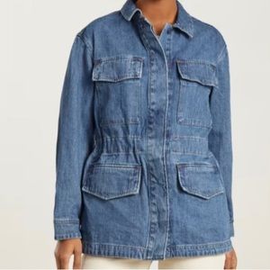 Everlane 4 pocket drawstring cinched waist button up women’s XXS Jean jacket